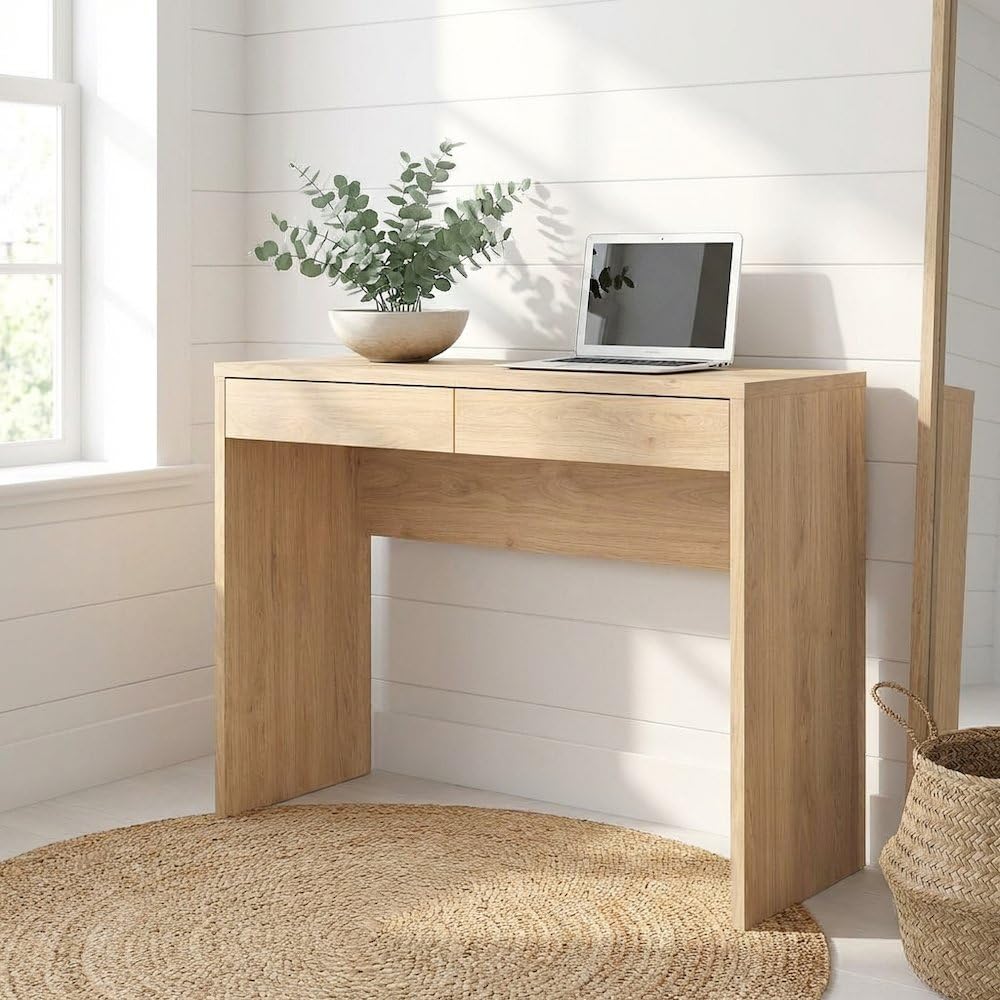 Brown Wood Desk With Drawers,  - Home Office Work Table recension och pris