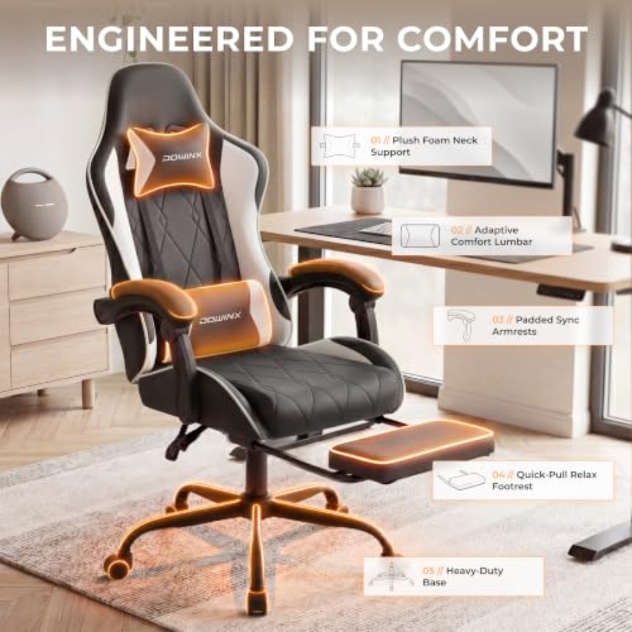 Gaming Chair with Footrest, Er - Ergonomic Office Chair recension och pris