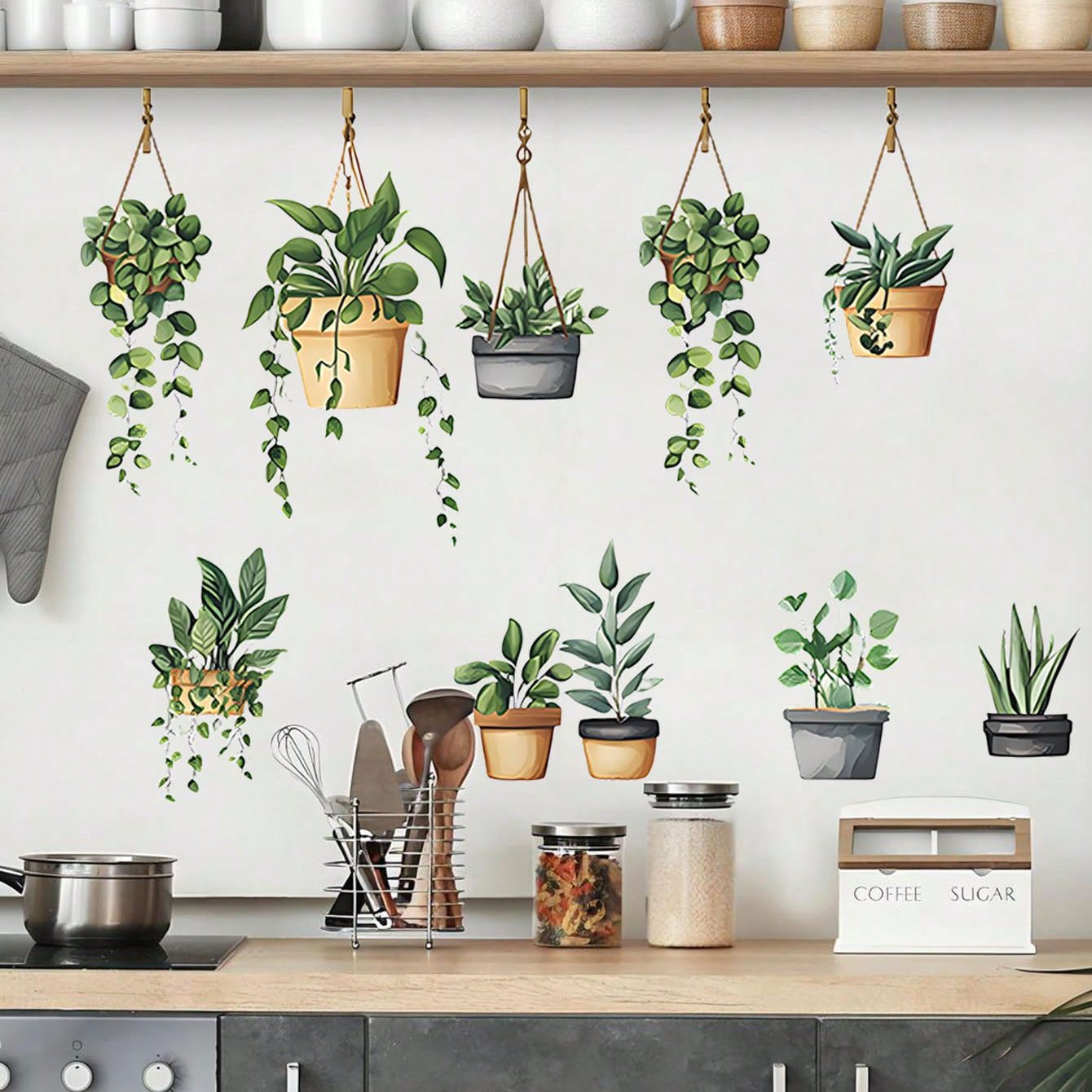 Hanging Green Potted Plant Wal - Home Office Layout recension och pris